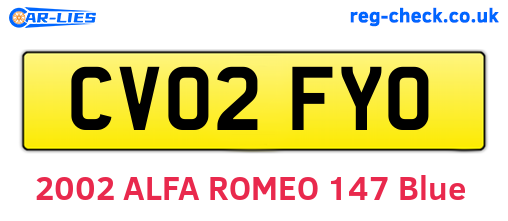 CV02FYO are the vehicle registration plates.