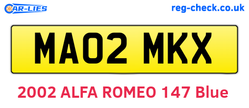 MA02MKX are the vehicle registration plates.