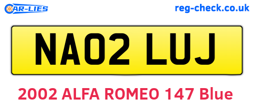 NA02LUJ are the vehicle registration plates.