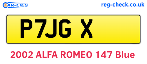 P7JGX are the vehicle registration plates.