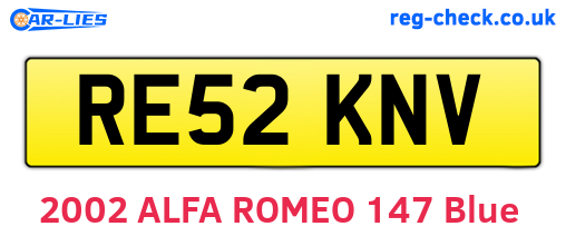 RE52KNV are the vehicle registration plates.