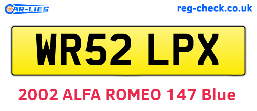 WR52LPX are the vehicle registration plates.