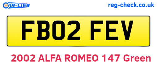 FB02FEV are the vehicle registration plates.