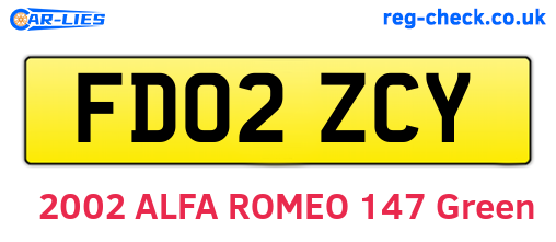 FD02ZCY are the vehicle registration plates.