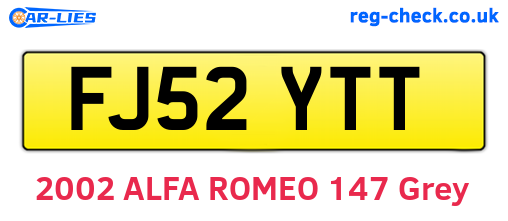 FJ52YTT are the vehicle registration plates.