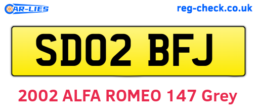 SD02BFJ are the vehicle registration plates.