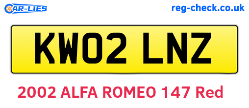 KW02LNZ are the vehicle registration plates.