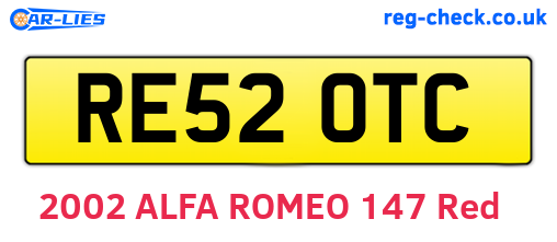 RE52OTC are the vehicle registration plates.