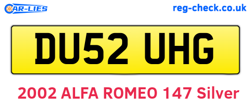 DU52UHG are the vehicle registration plates.