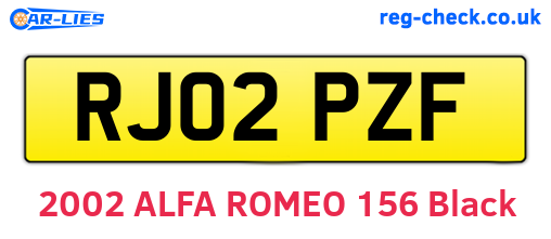 RJ02PZF are the vehicle registration plates.