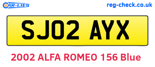 SJ02AYX are the vehicle registration plates.
