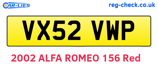VX52VWP are the vehicle registration plates.