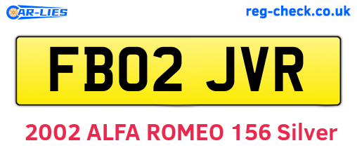 FB02JVR are the vehicle registration plates.