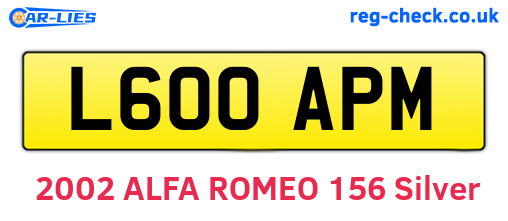 L600APM are the vehicle registration plates.