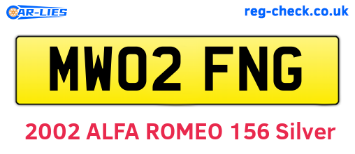MW02FNG are the vehicle registration plates.