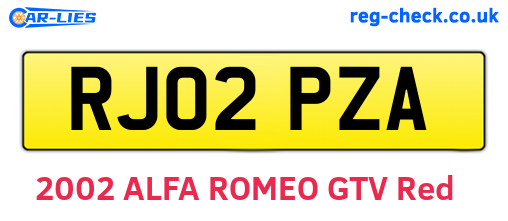 RJ02PZA are the vehicle registration plates.