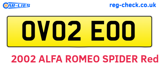 OV02EOO are the vehicle registration plates.