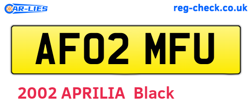 AF02MFU are the vehicle registration plates.