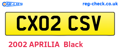 CX02CSV are the vehicle registration plates.