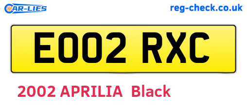 EO02RXC are the vehicle registration plates.