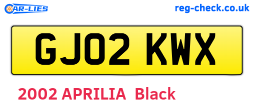 GJ02KWX are the vehicle registration plates.