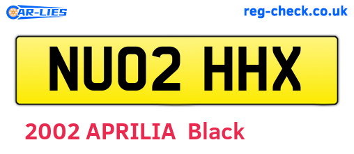 NU02HHX are the vehicle registration plates.