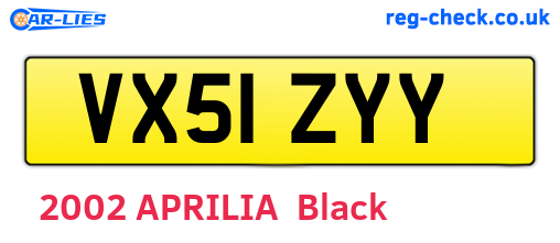 VX51ZYY are the vehicle registration plates.