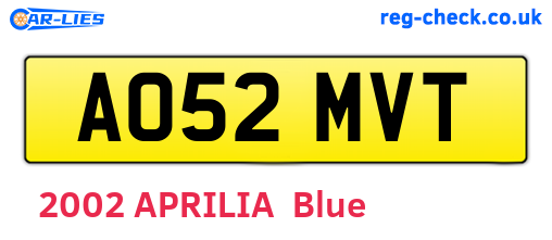 AO52MVT are the vehicle registration plates.