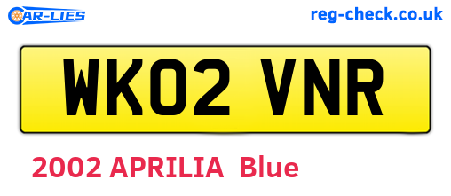 WK02VNR are the vehicle registration plates.
