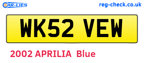 WK52VEW are the vehicle registration plates.