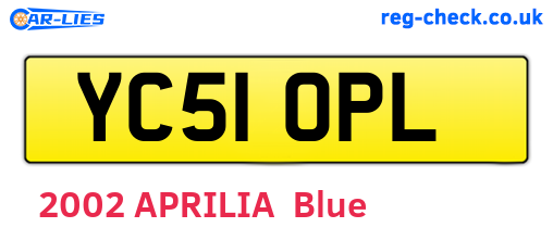 YC51OPL are the vehicle registration plates.