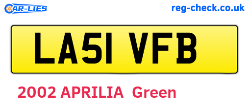 LA51VFB are the vehicle registration plates.