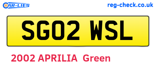 SG02WSL are the vehicle registration plates.