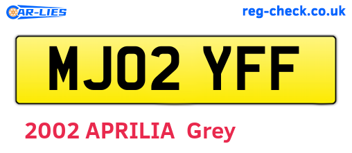 MJ02YFF are the vehicle registration plates.