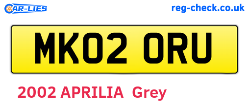 MK02ORU are the vehicle registration plates.
