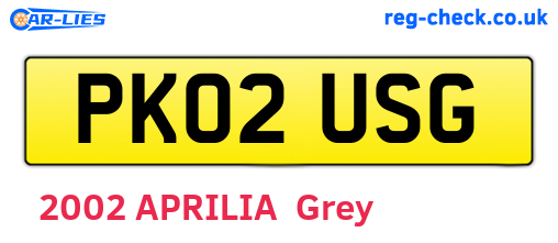 PK02USG are the vehicle registration plates.