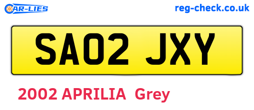 SA02JXY are the vehicle registration plates.
