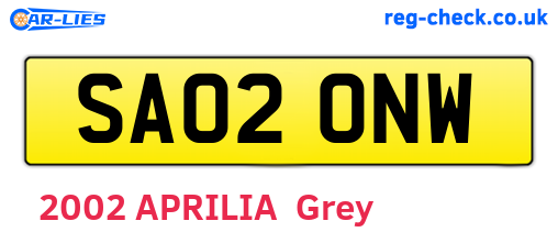 SA02ONW are the vehicle registration plates.