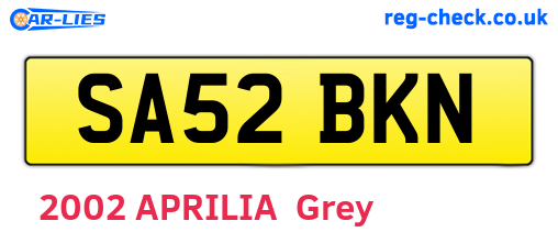 SA52BKN are the vehicle registration plates.