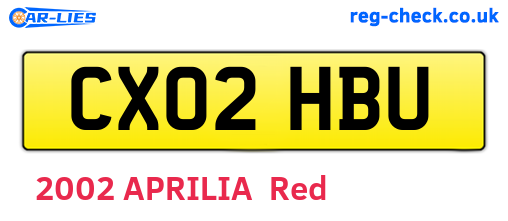 CX02HBU are the vehicle registration plates.