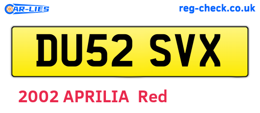 DU52SVX are the vehicle registration plates.