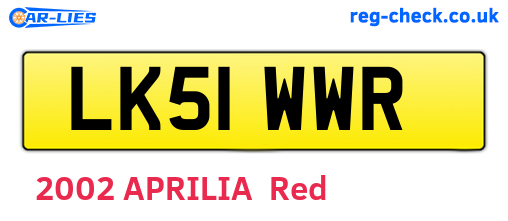 LK51WWR are the vehicle registration plates.