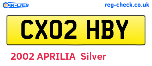 CX02HBY are the vehicle registration plates.