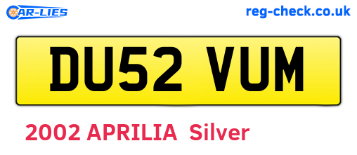 DU52VUM are the vehicle registration plates.
