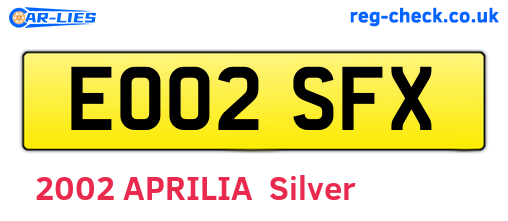 EO02SFX are the vehicle registration plates.