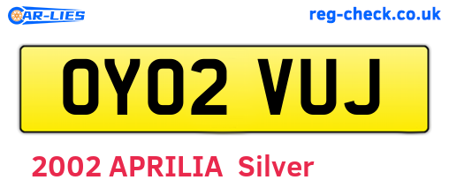 OY02VUJ are the vehicle registration plates.