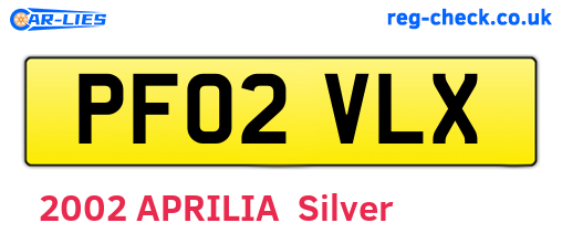 PF02VLX are the vehicle registration plates.