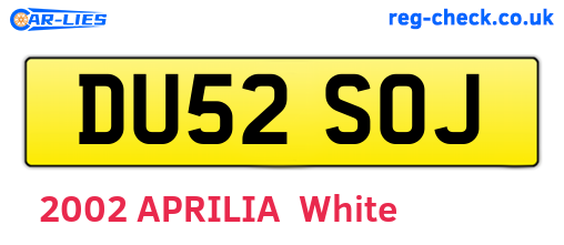 DU52SOJ are the vehicle registration plates.
