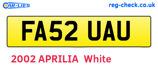 FA52UAU are the vehicle registration plates.