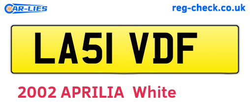 LA51VDF are the vehicle registration plates.